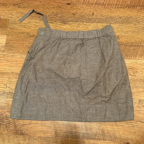 Eileen Fisher Brown Linen Coastal Pull On Skirt With Pockets Adjustable Waist GG - Picture 2 of 4